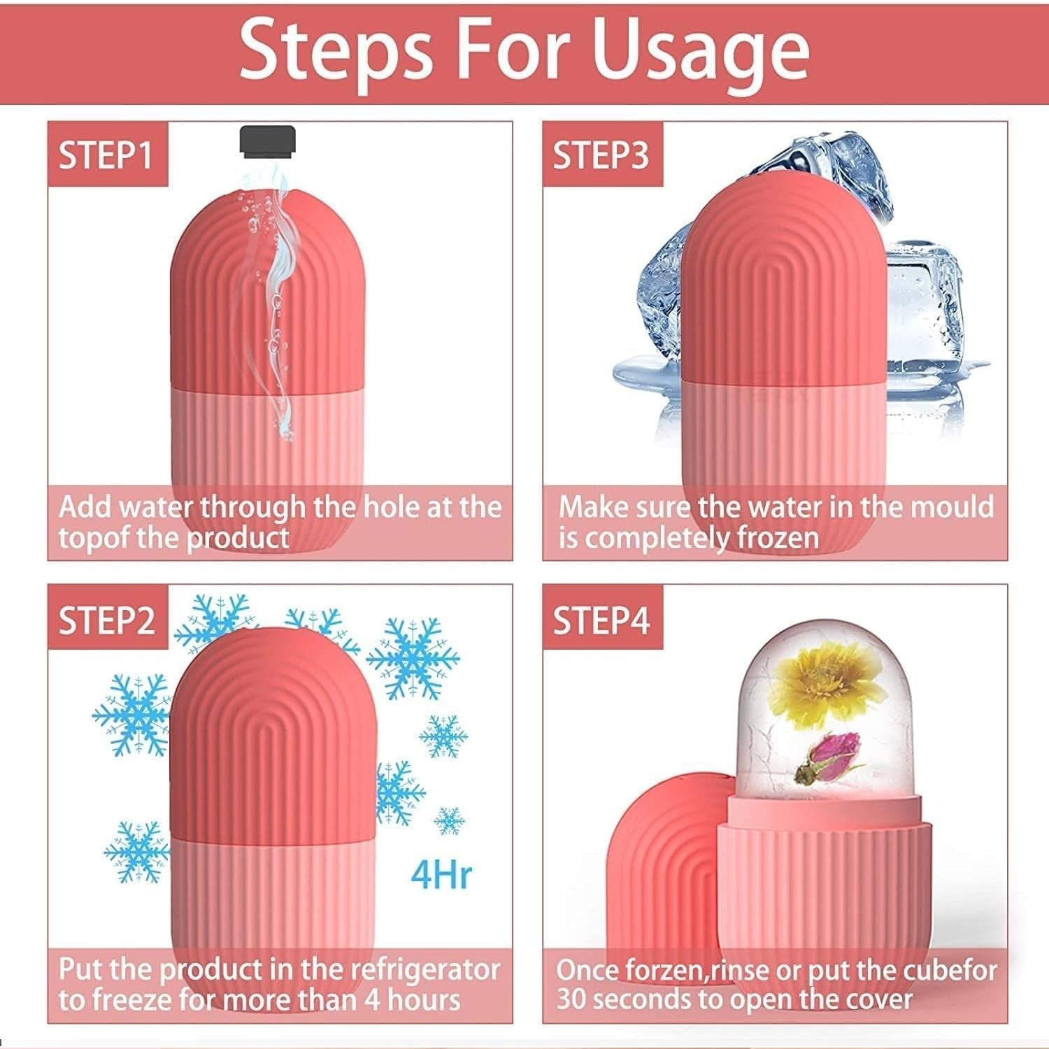 Rodillo de Hielo Facial de Silicona